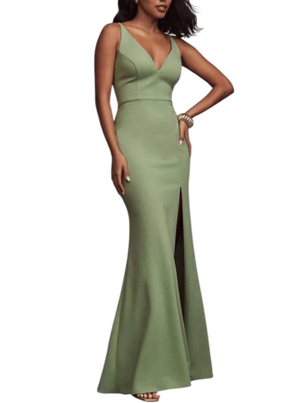 BHLDN Anthropologie Women’s Stella Pistachio Green Column Sheath Maxi Dress XL